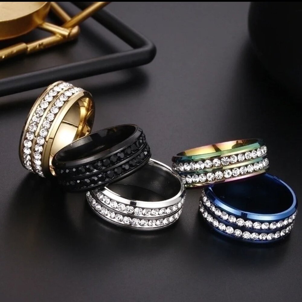 Stainless steel double row rings.